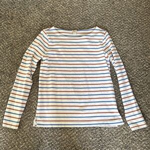 J.Crew Factory Long-Sleeve Breton T-Shirt Blue and Brown